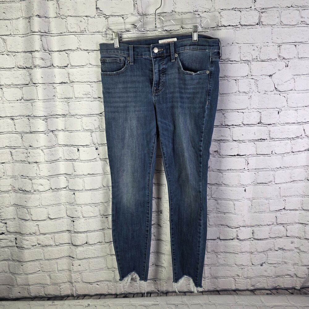 Lucky Brand Ava Women’s Jeans 8/29 Mid Rise Skinny Distressed Frayed Hem